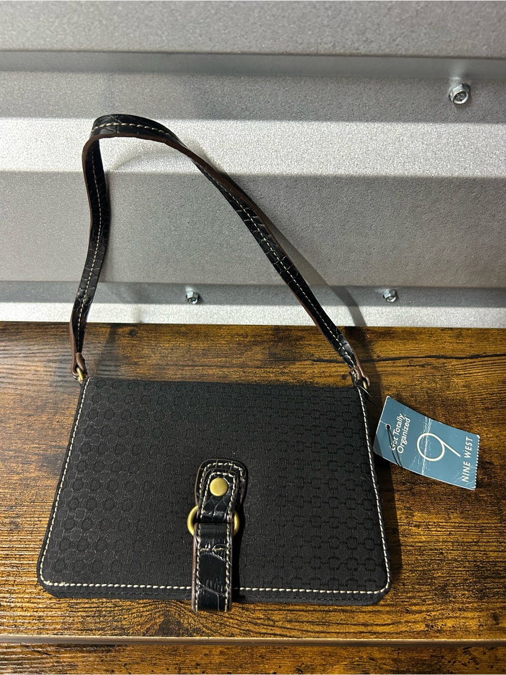 Nine West Mini Crossbody Wallet Organizer Black Shoulder Bag NWT RFID Style